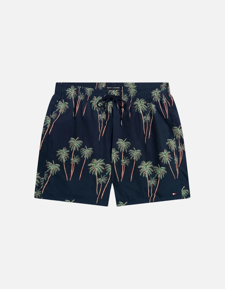Palm Tropic Print Swim Shorts, Desert Sky