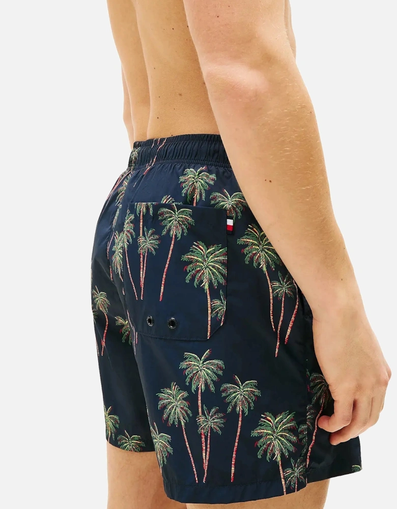 Palm Tropic Print Swim Shorts, Desert Sky