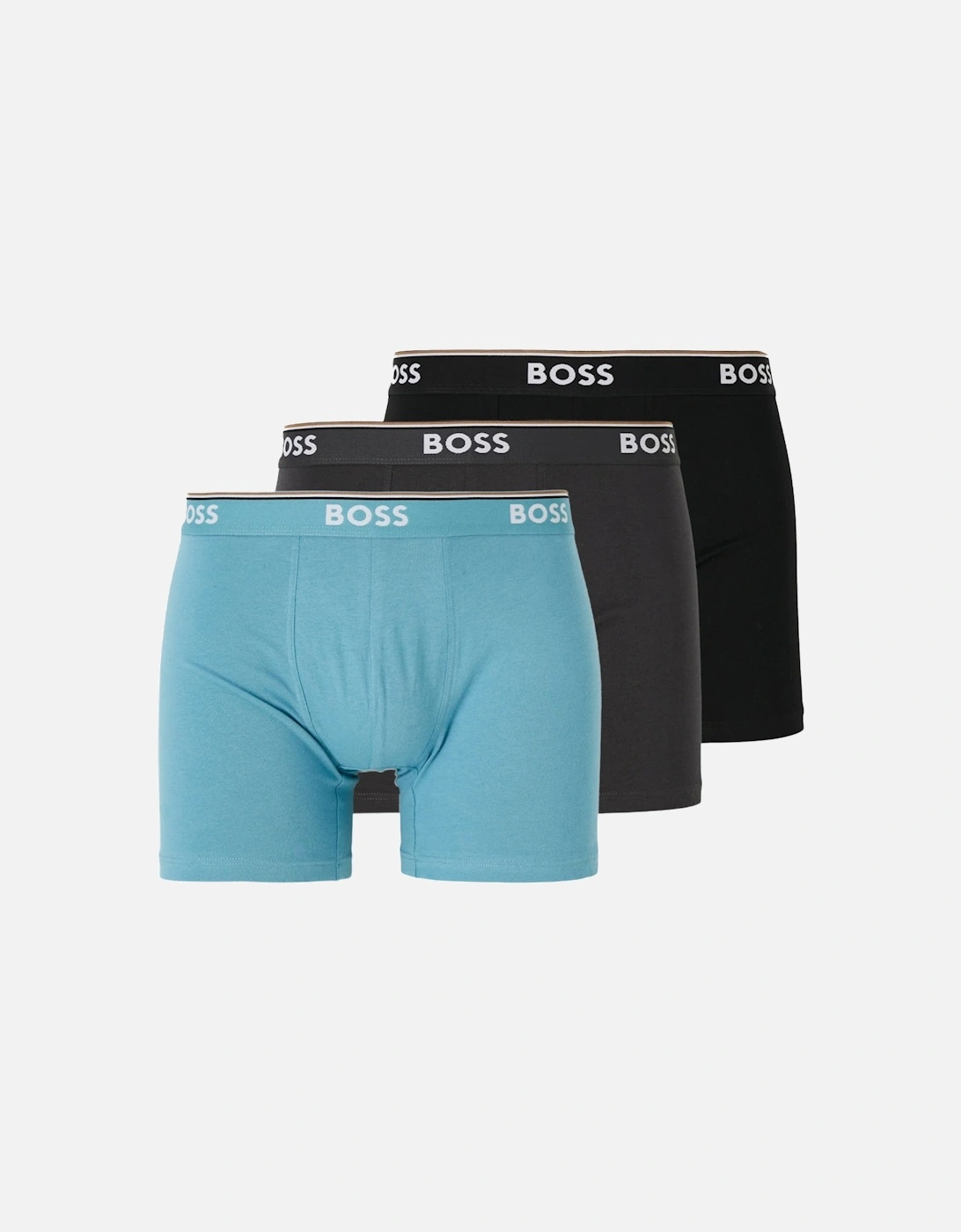 BOSS Cotton Stretch 3 Pack Boxer Briefs Black/Blue/Dark Grey, 5 of 4