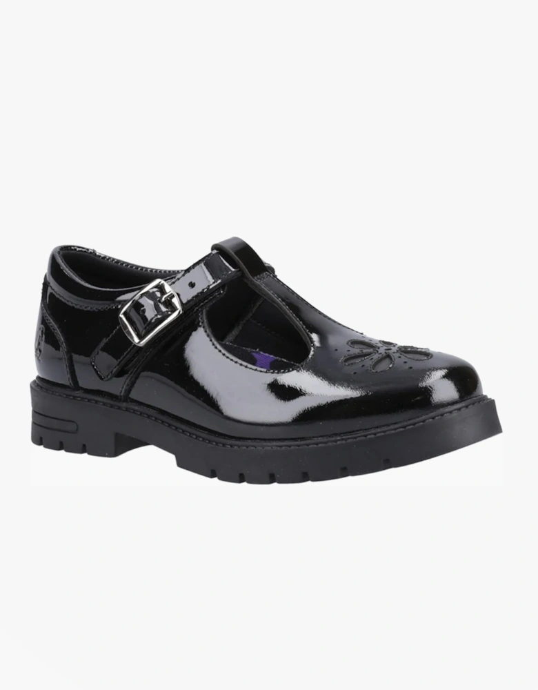 FIONA Girls Leather School Shoes Patent Black