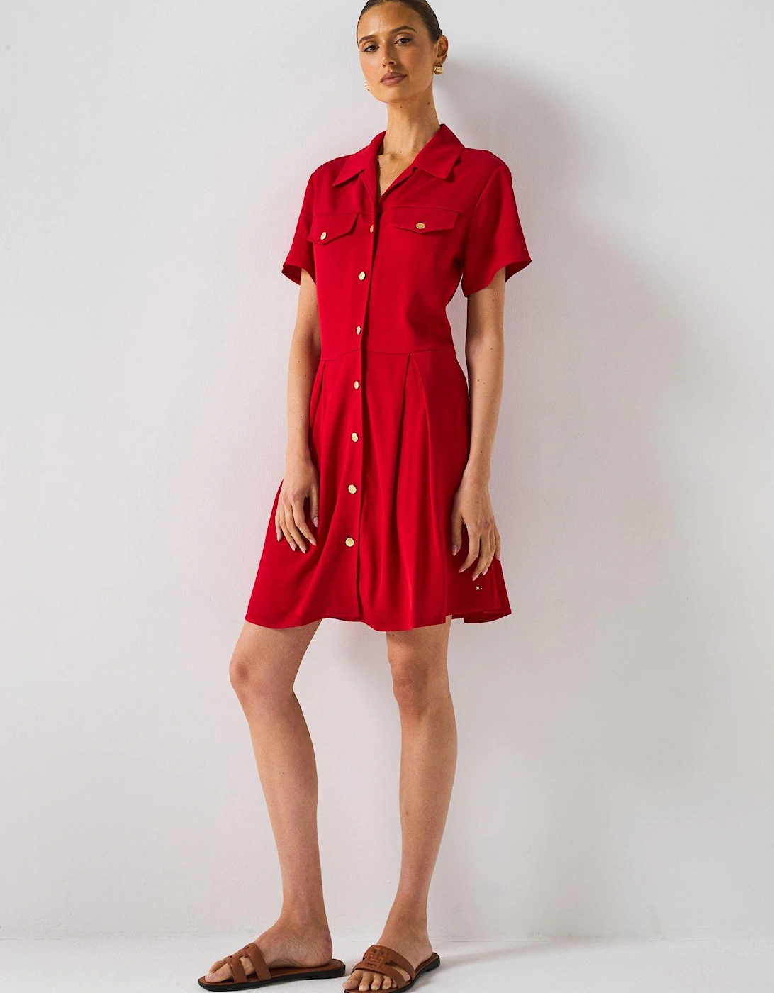 Viscose Twill Shirt Mini Dress - Red, 2 of 1