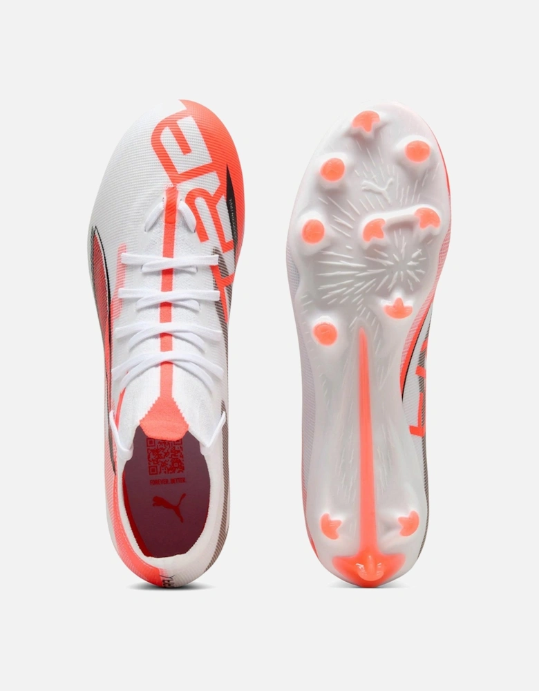 Mens Ultra 5+ Match Laceless Firm Ground Football Boots -white