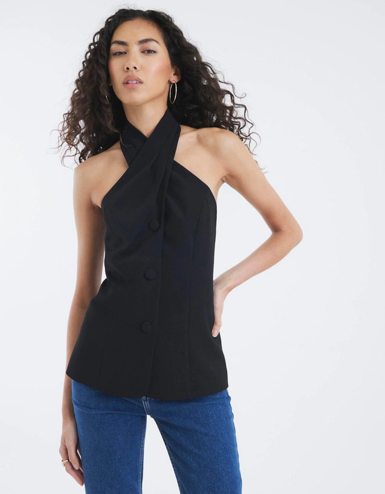 Halterneck Waistcoat - Black