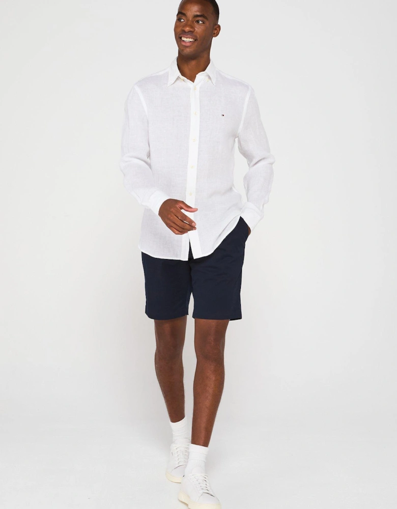 Regular Fit Pigment Dyed Li Solid Long Sleeve Shirt - White