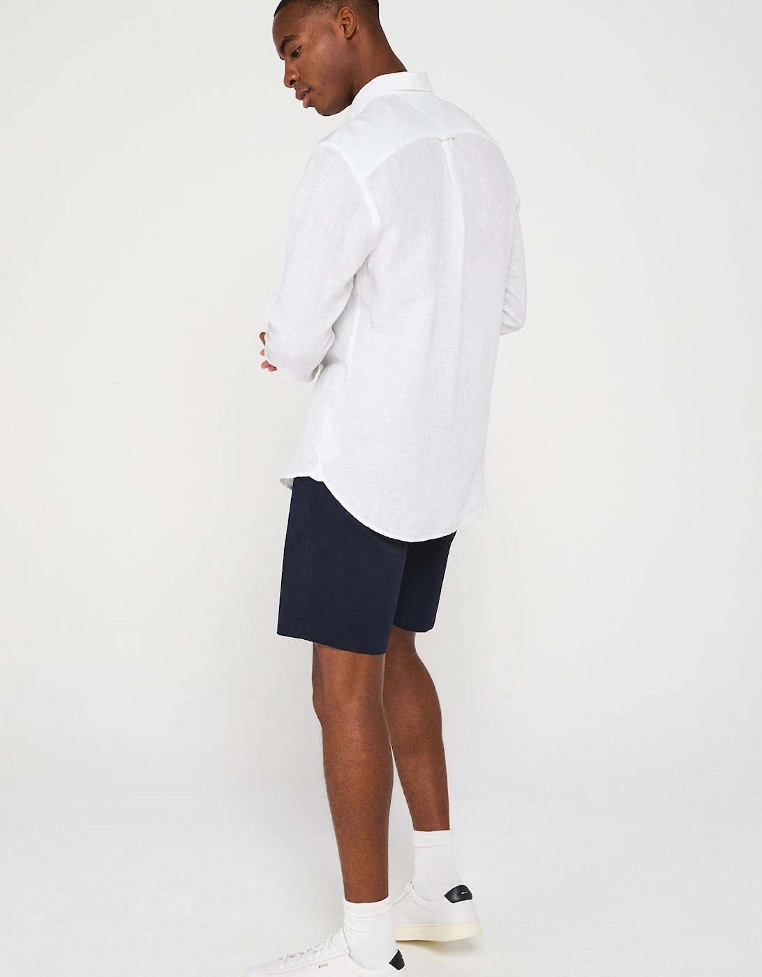 Regular Fit Pigment Dyed Li Solid Long Sleeve Shirt - White