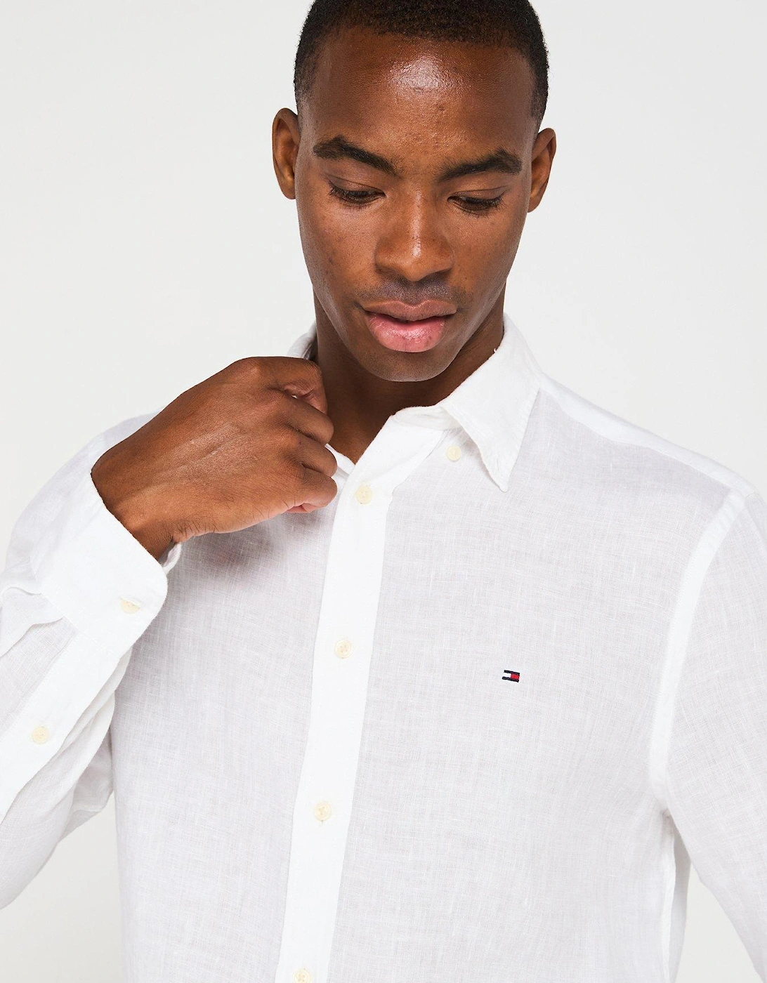 Regular Fit Pigment Dyed Li Solid Long Sleeve Shirt - White