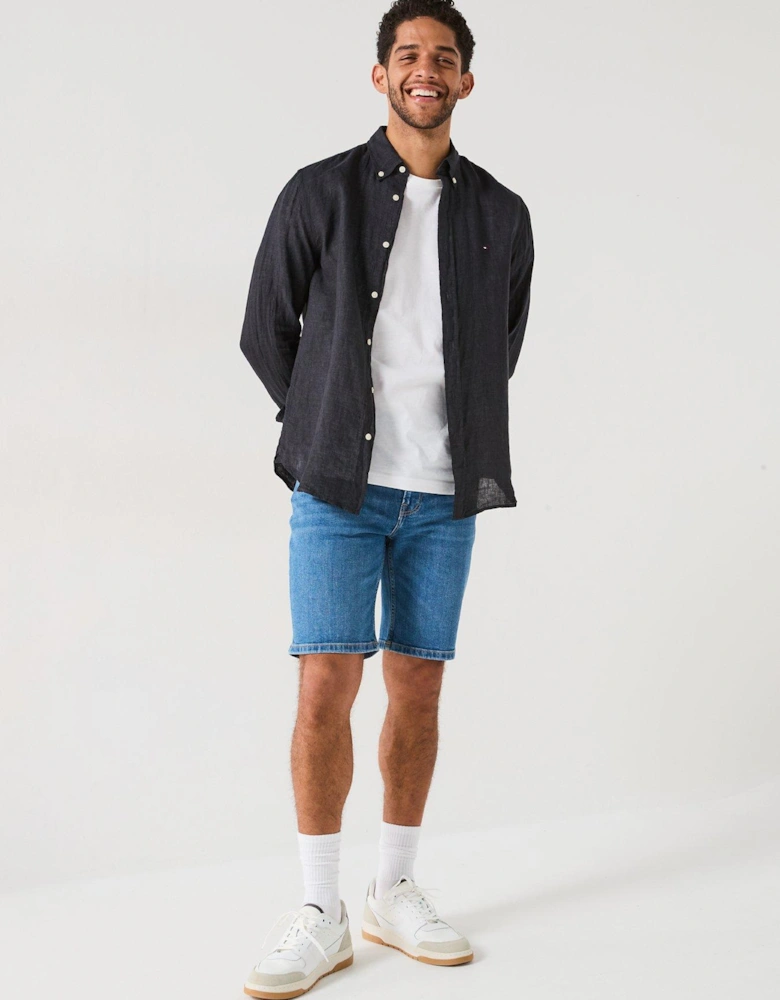 Regular Fit Pigment Dyed Long Sleeve Shirt - Black