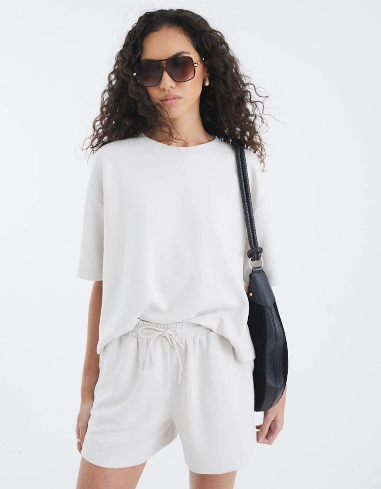 Short Sleeve Premium Clean Boxy T-Shirt - Cream