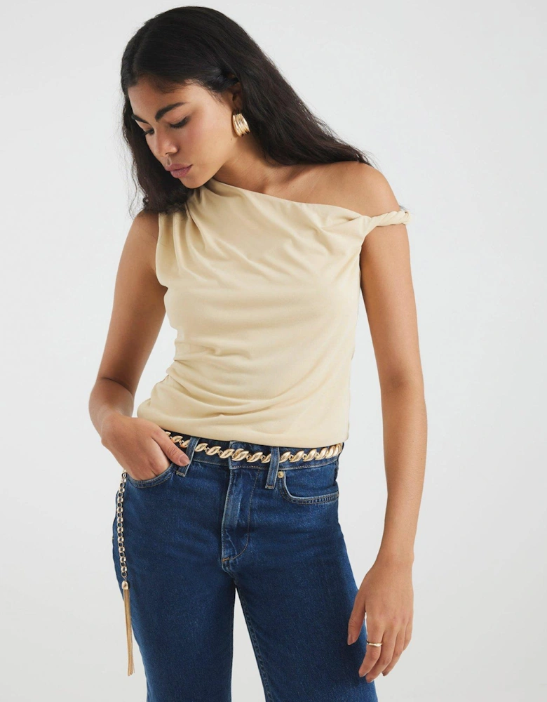 Short Drape Modal Top - Beige