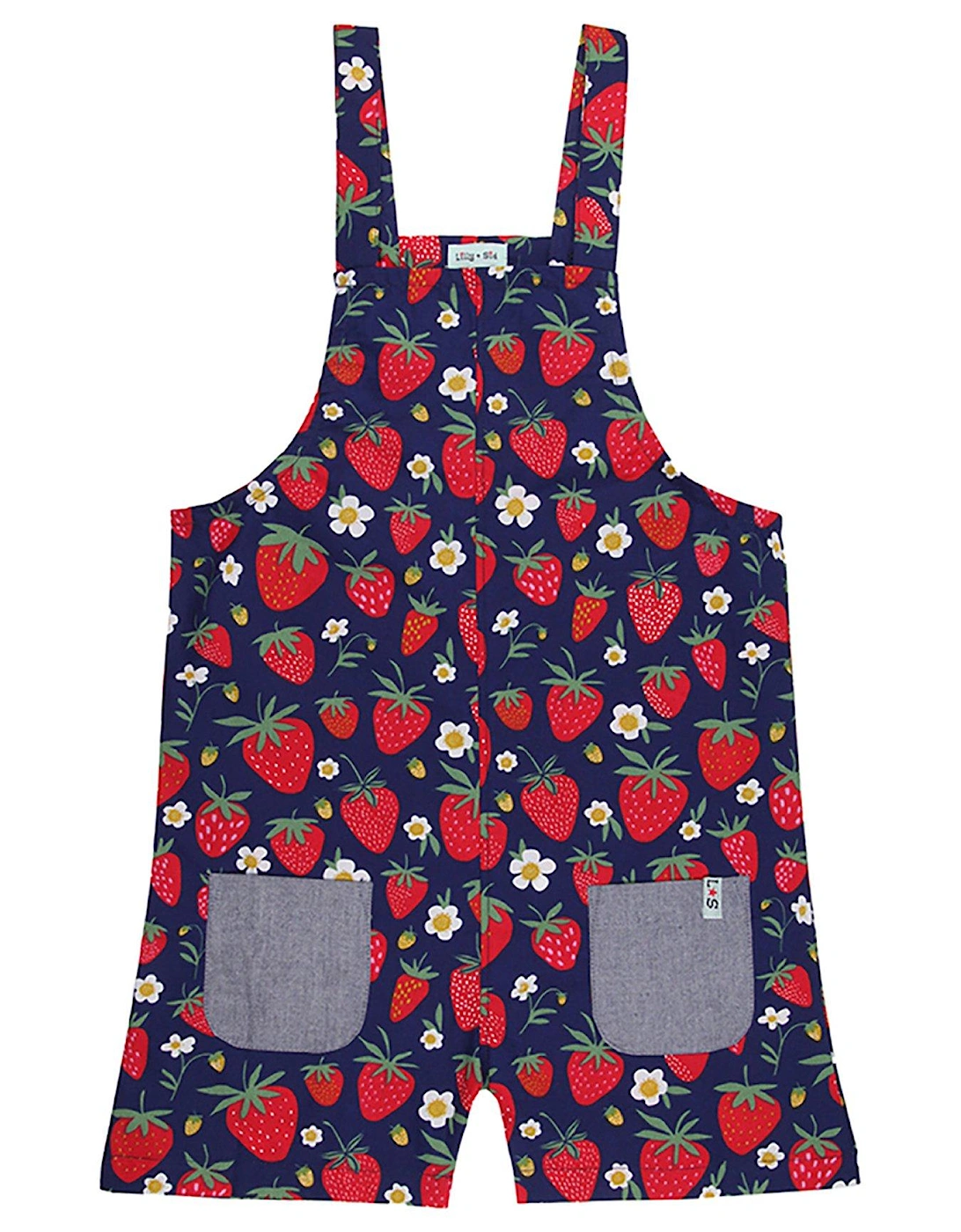 Girls Strawberry Print Dungarees - Red, 2 of 1