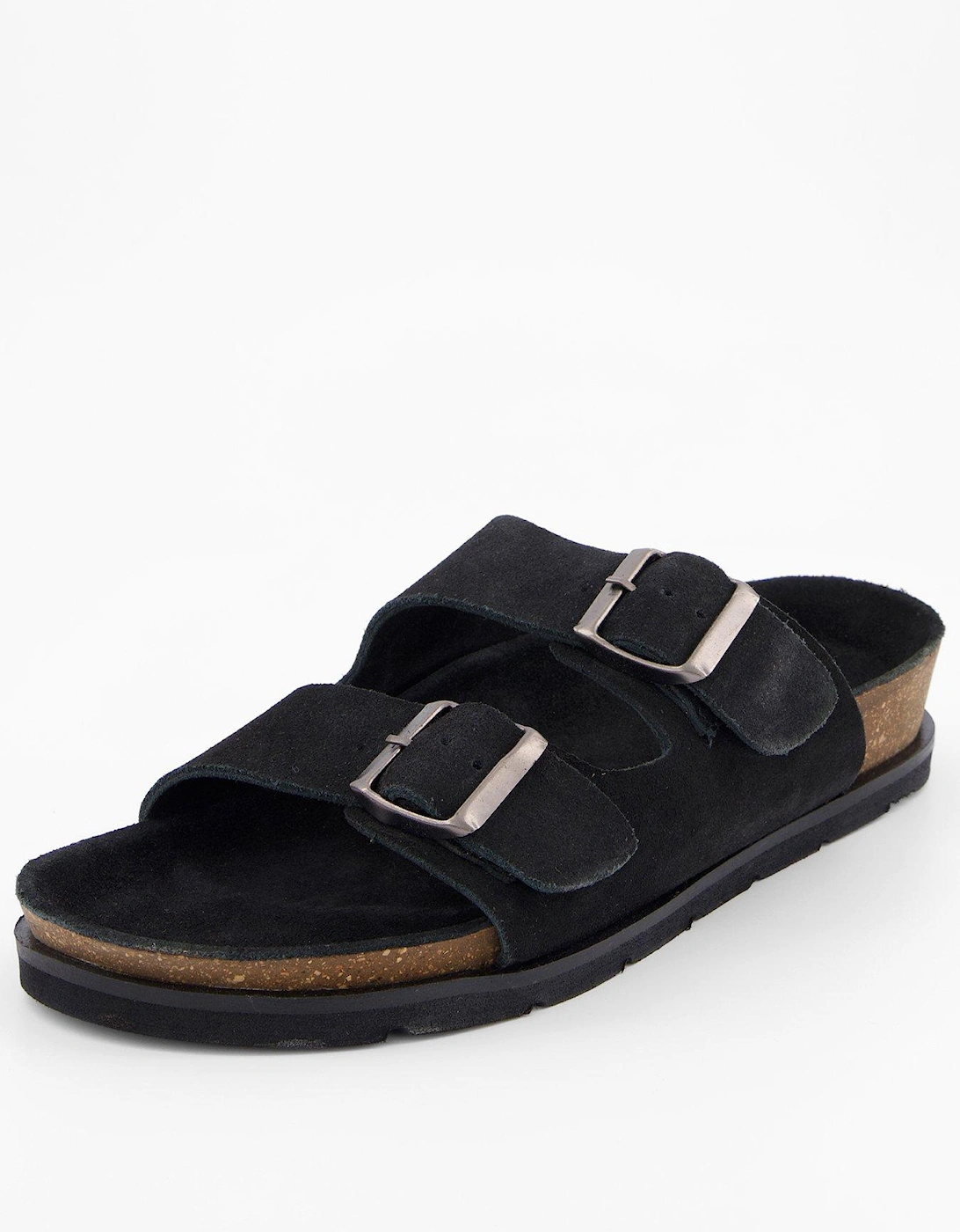 Suede Footbed Sandal - Black, 2 of 1