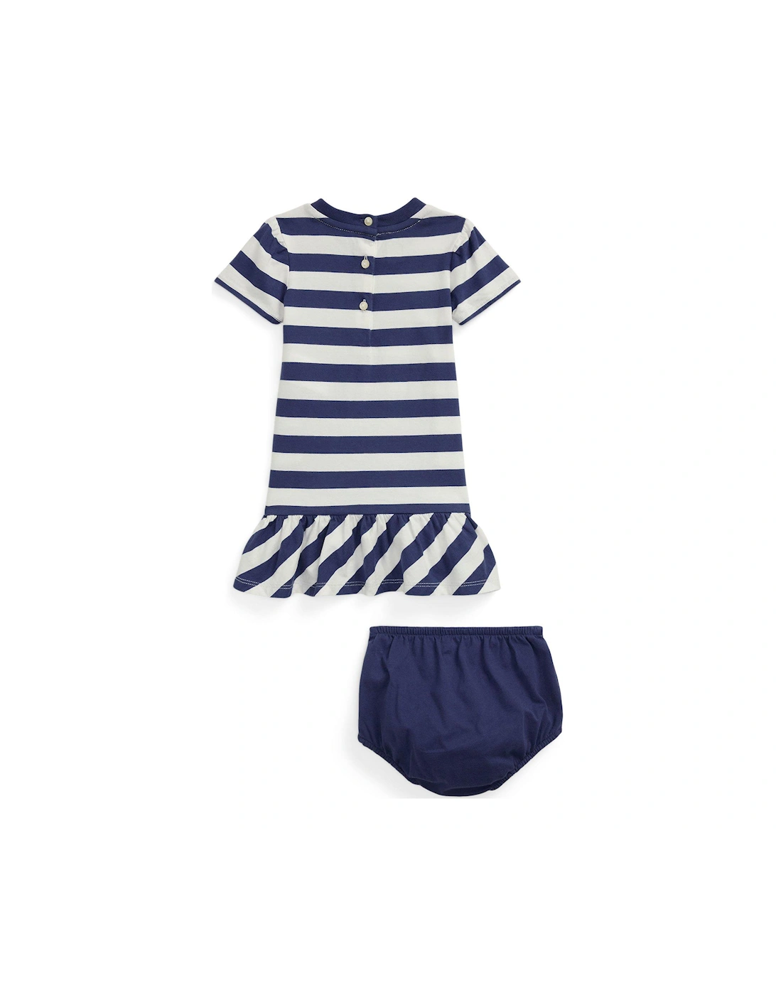 Baby Girls Bear Stripe Dress - Navy