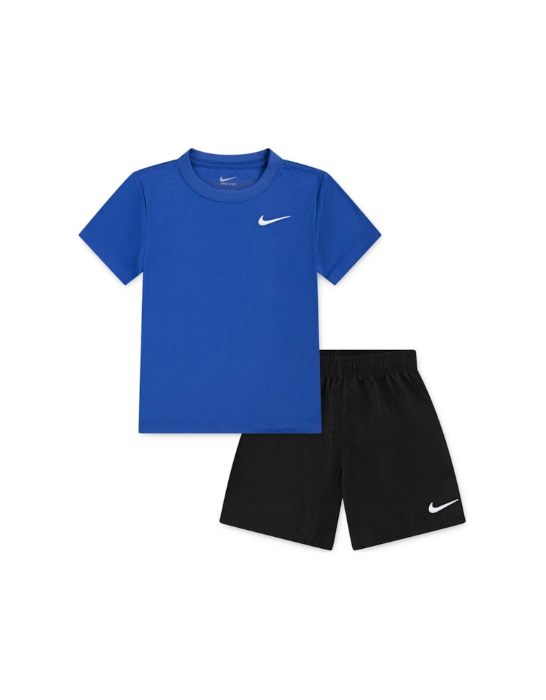 Kids Boys Dri-Fit Shorts And T-Shirt Set - Black/ - Blue