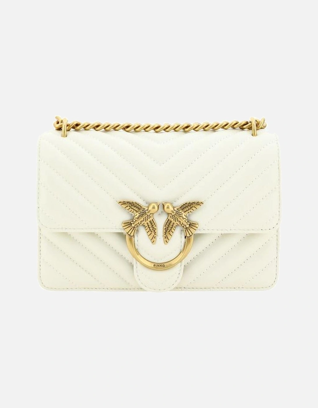 Mini Love Leather Shoulder Bag with Gold-Plated Logo Women - White, 5 of 4