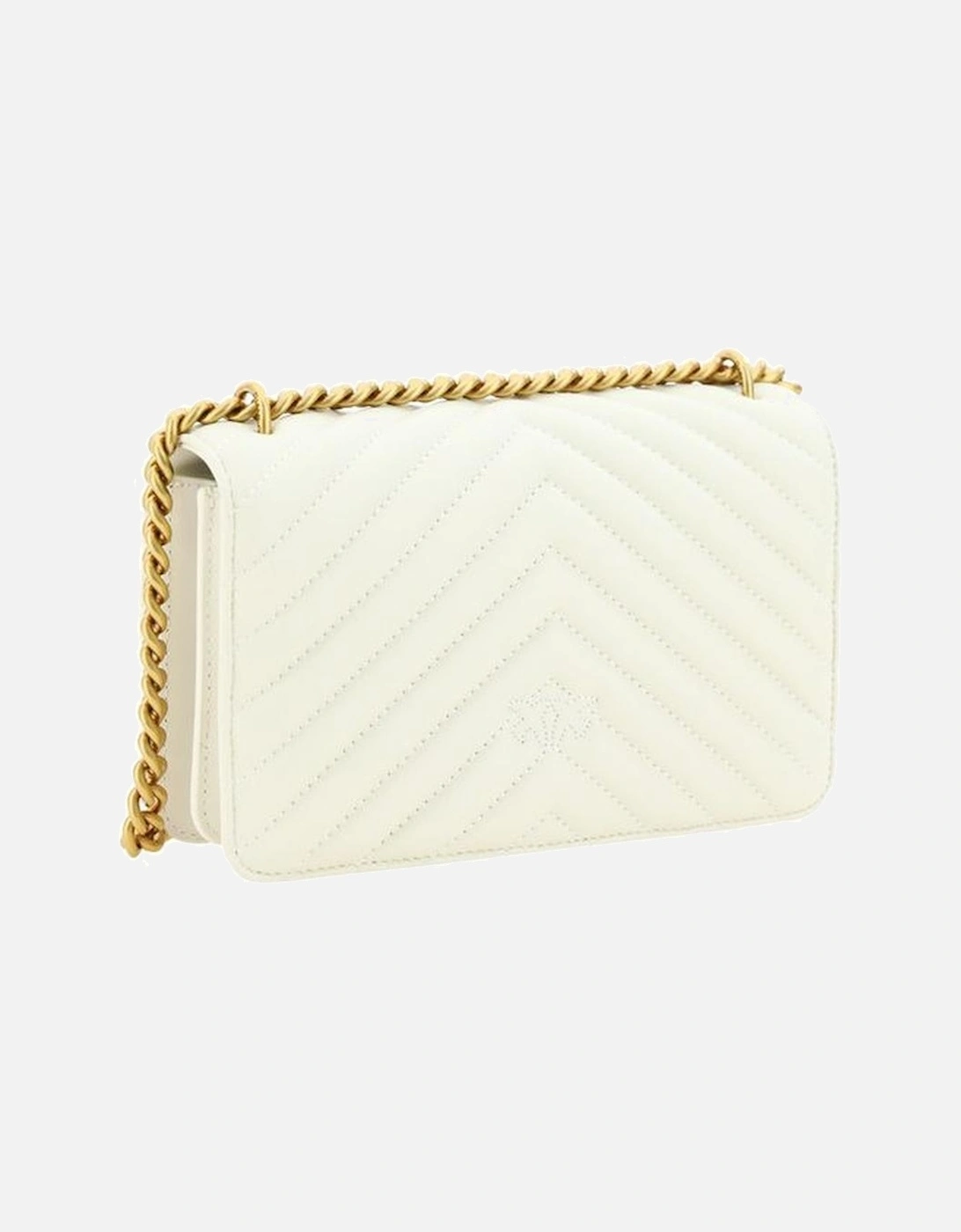 Mini Love Leather Shoulder Bag with Gold-Plated Logo Women - White