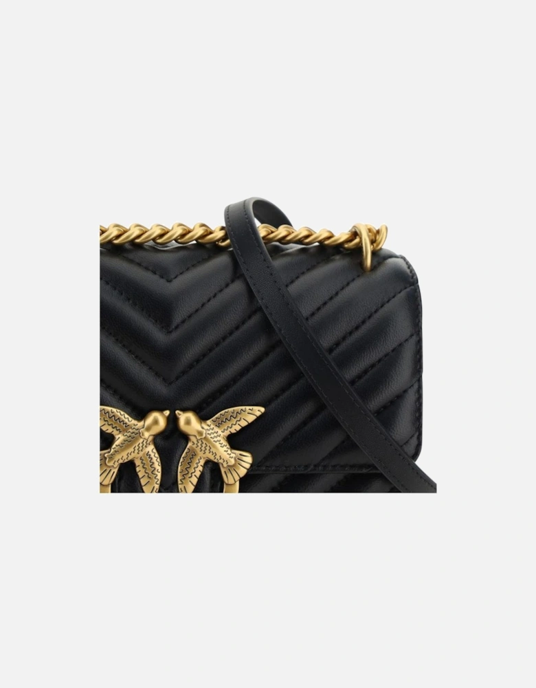 Calfskin Mini Love Shoulder Bag with Chain Strap Women - Black