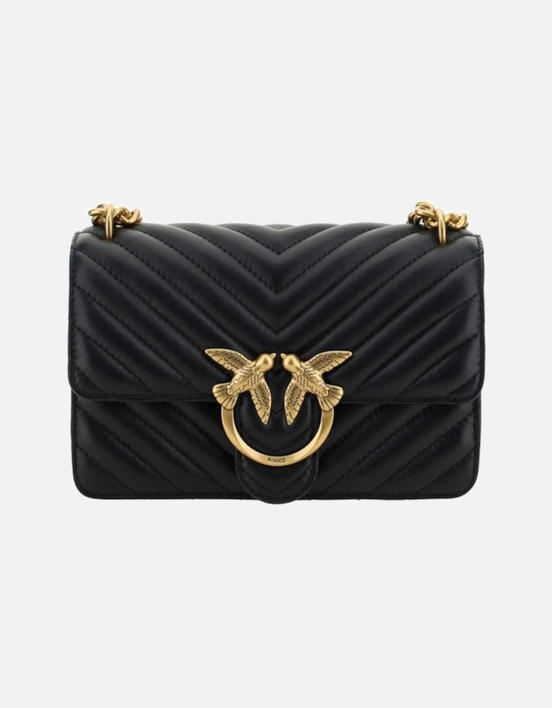 Calfskin Mini Love Shoulder Bag with Chain Strap Women - Black