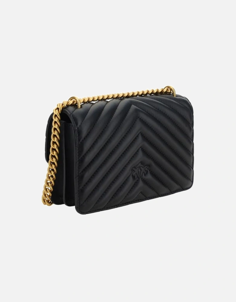 Calfskin Mini Love Shoulder Bag with Chain Strap Women - Black