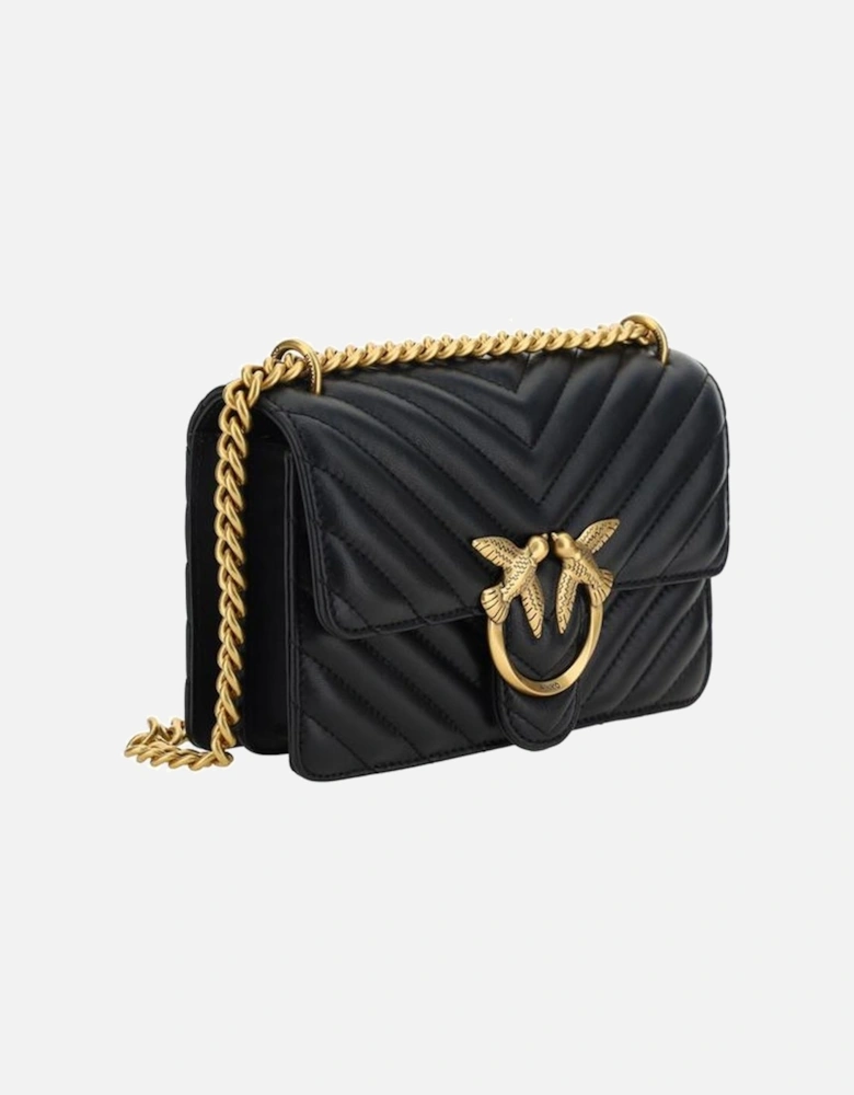 Calfskin Mini Love Shoulder Bag with Chain Strap Women - Black