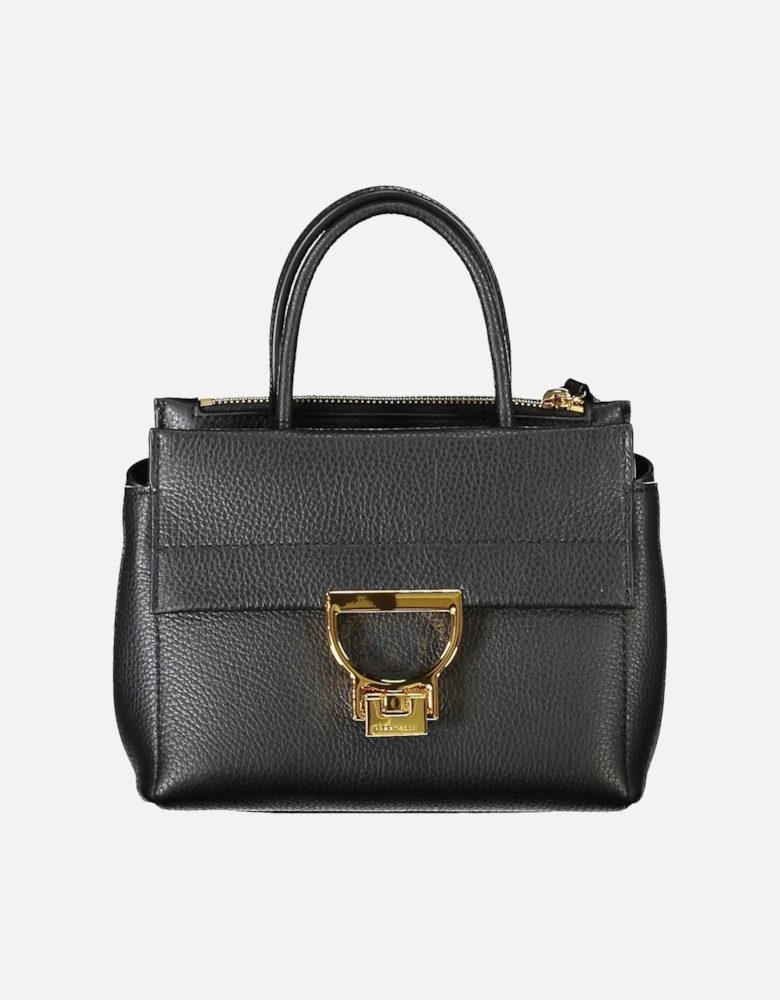 Elegant Leather Handbag with Adjustable Strap and Multiple Pockets