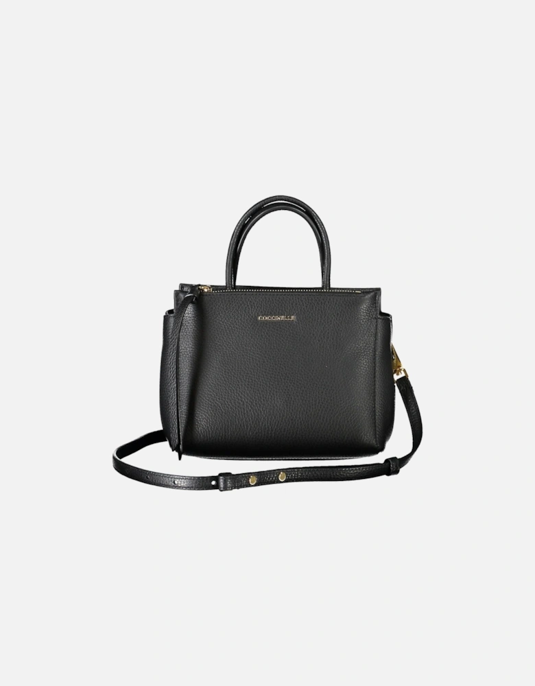 Elegant Leather Handbag with Adjustable Strap and Multiple Pockets