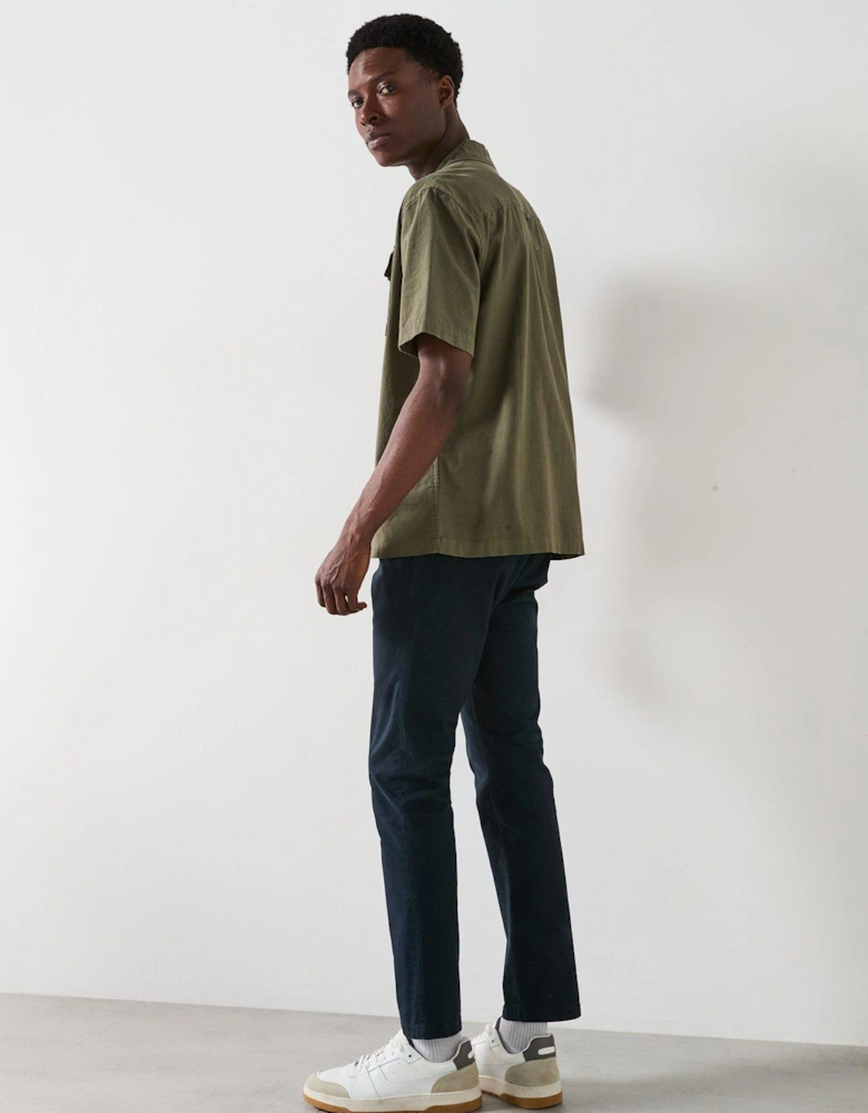 Double Pocket Linen Revere Shirt - Dark Khaki