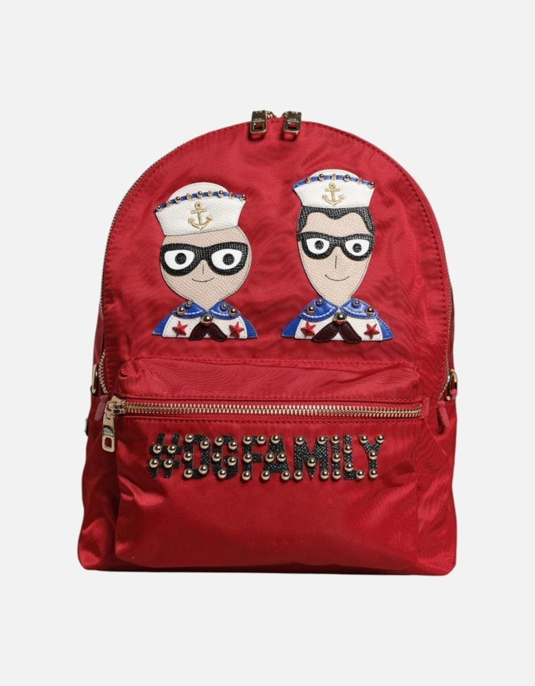 Embellished Backpack with Gold Metal Detailing Women - Red