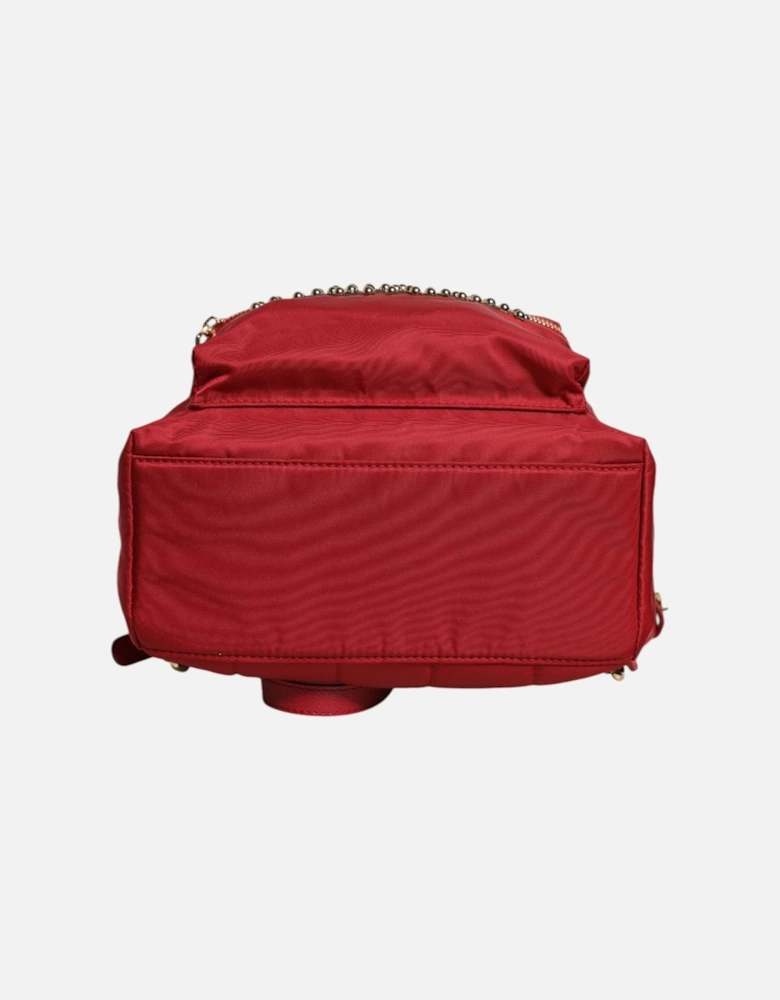 Embellished Backpack with Gold Metal Detailing Women - Red