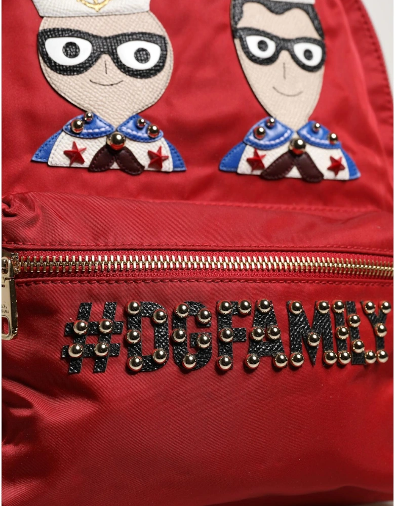 Embellished Backpack with Gold Metal Detailing Women - Red