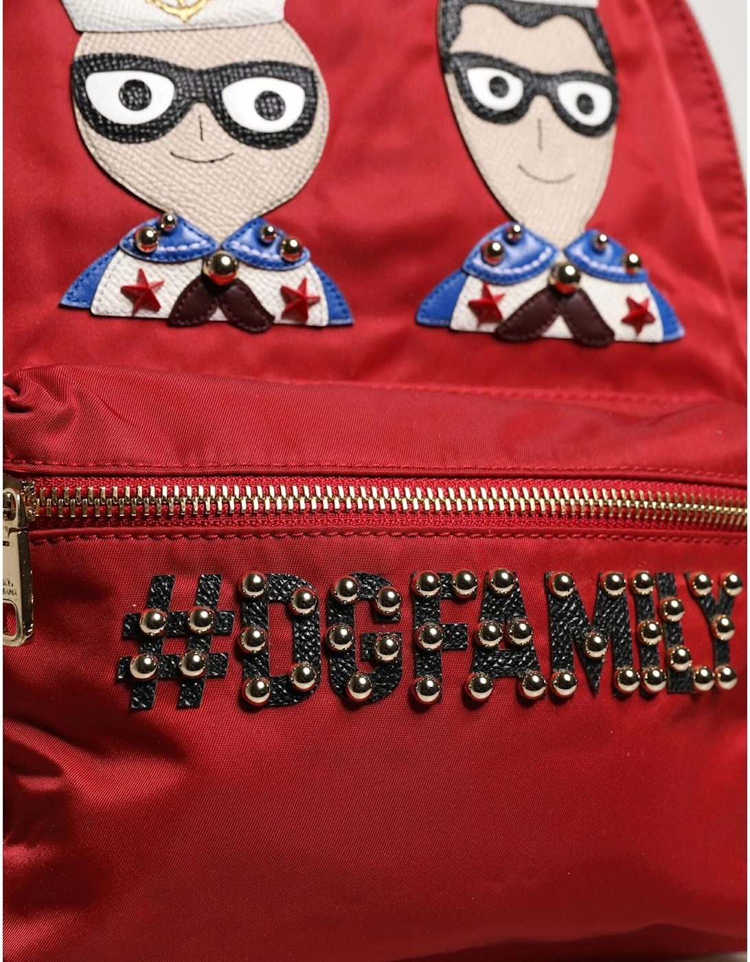 Embellished Backpack with Gold Metal Detailing Women - Red