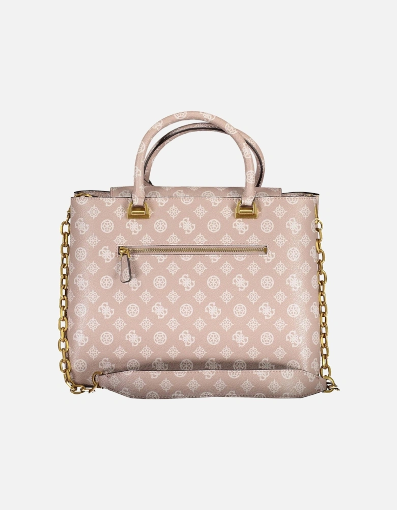 Pink Handbag with Multiple Compartments and Iconic Logo by Women