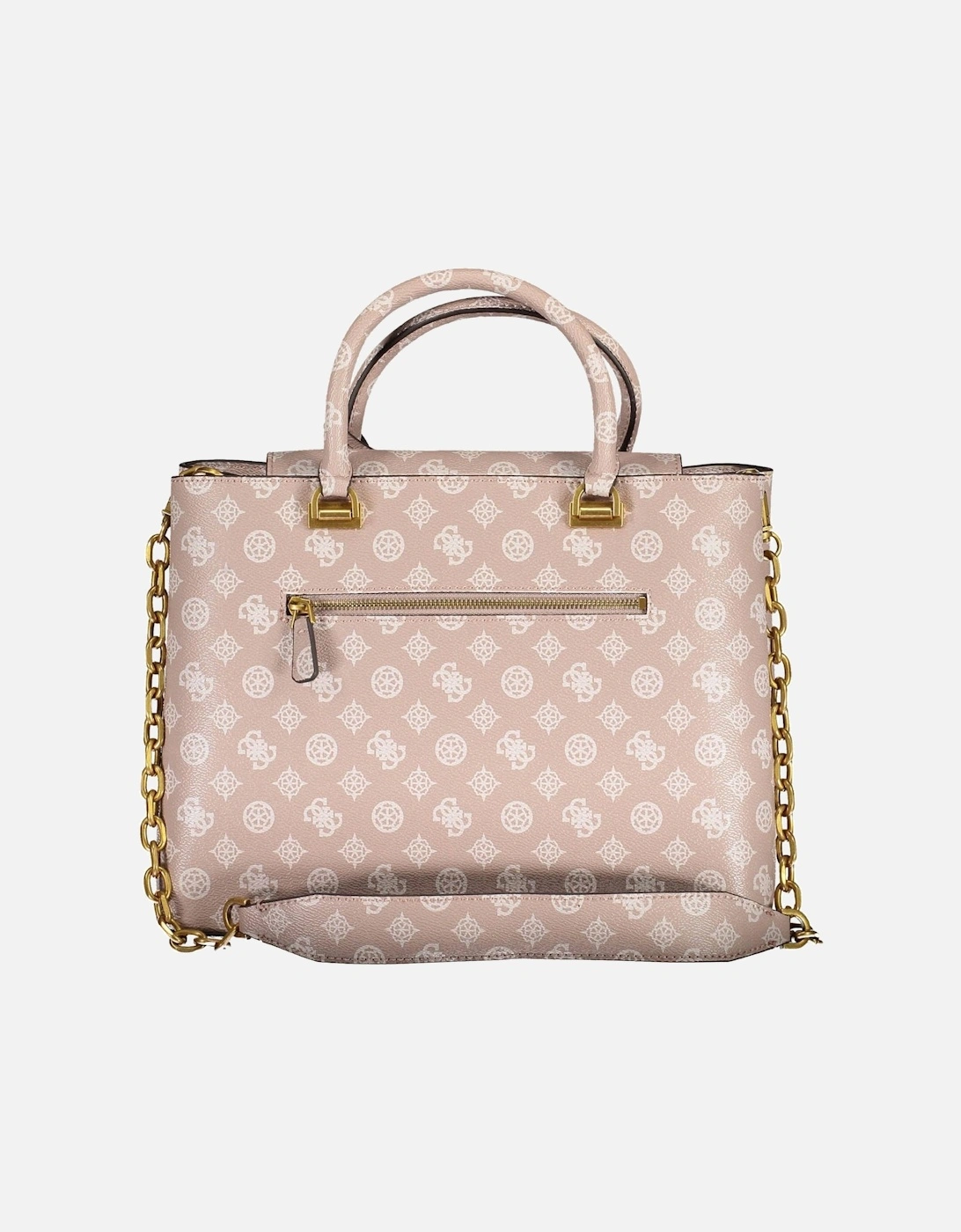 Pink Handbag with Multiple Compartments and Iconic Logo by Women