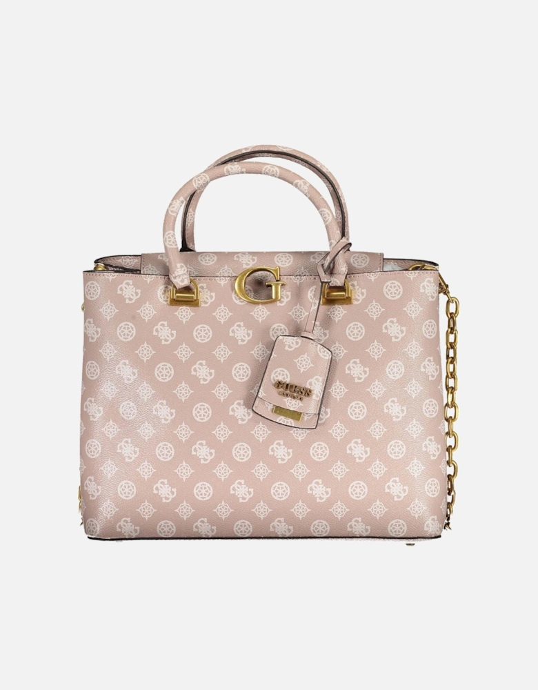 Pink Handbag with Multiple Compartments and Iconic Logo by Women