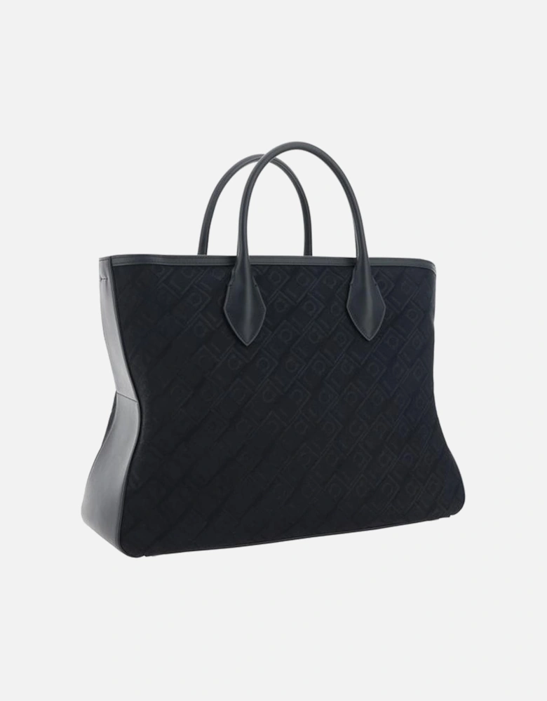 Soft Jacquard Fabric Tote Handbag Women - Black