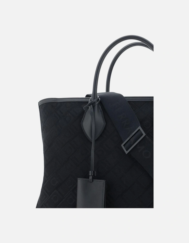 Soft Jacquard Fabric Tote Handbag Women - Black