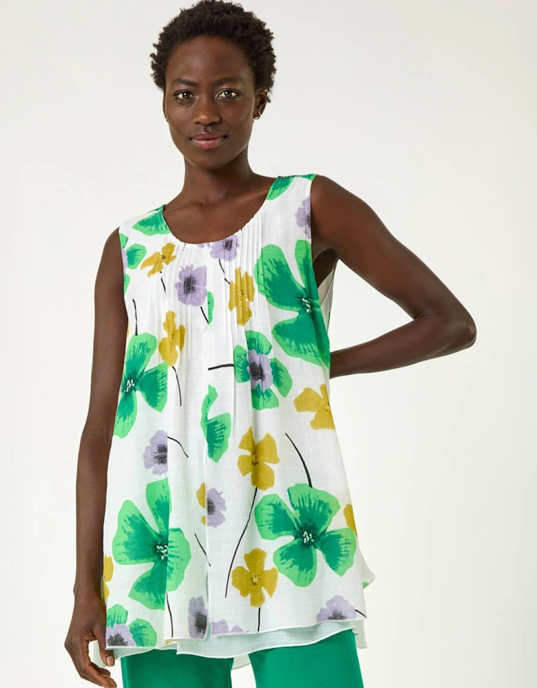 Abstract Print Overlay Top - Green