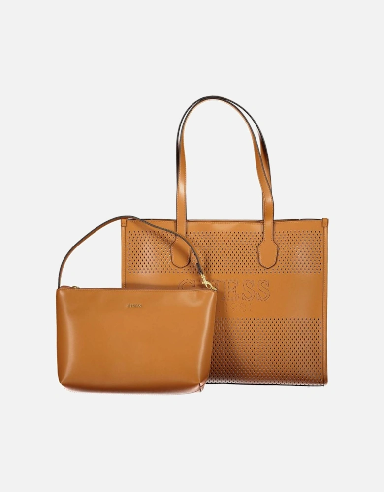 Contrasting Shoulder Bag with Removable Pochette. Women - Brown