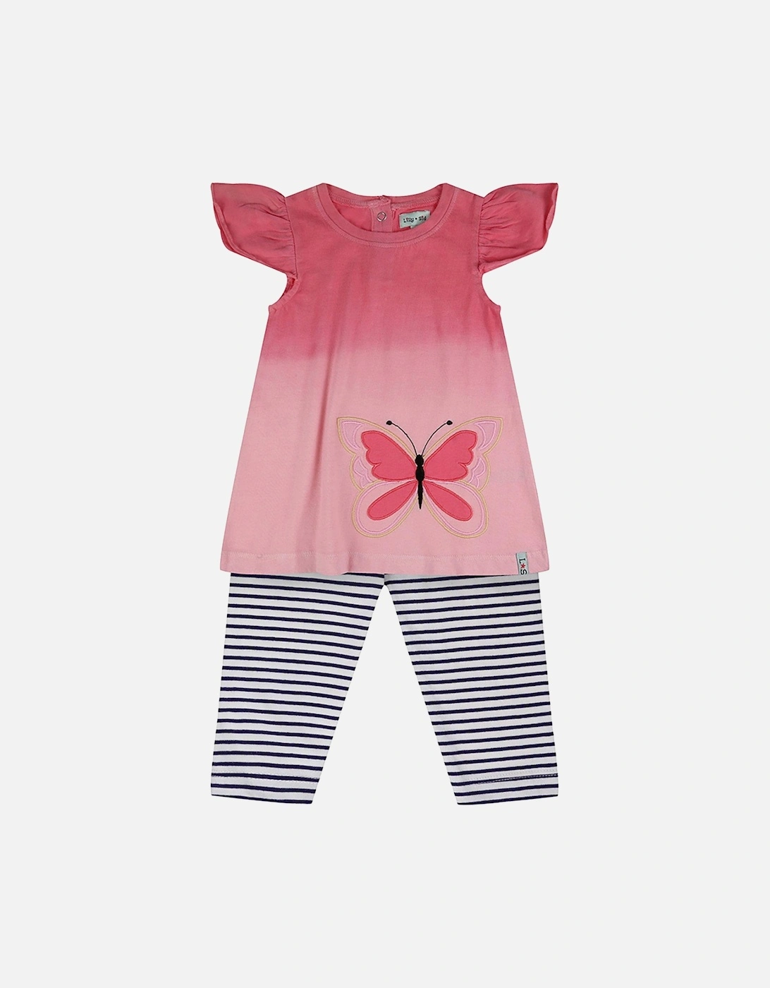 Baby Girls Multicoloured Butterfly And Stripe Print Dress And Legging Set - Multi, 2 of 1