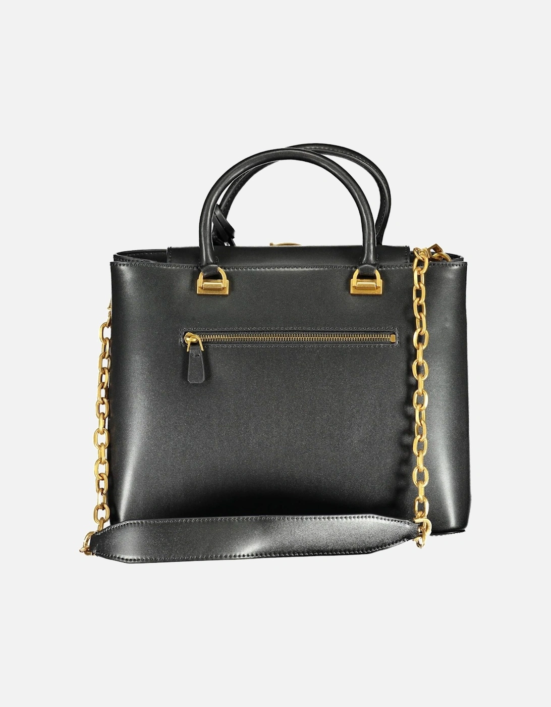 Versatile Black Tote Bag with Removable Chain Strap and Ample