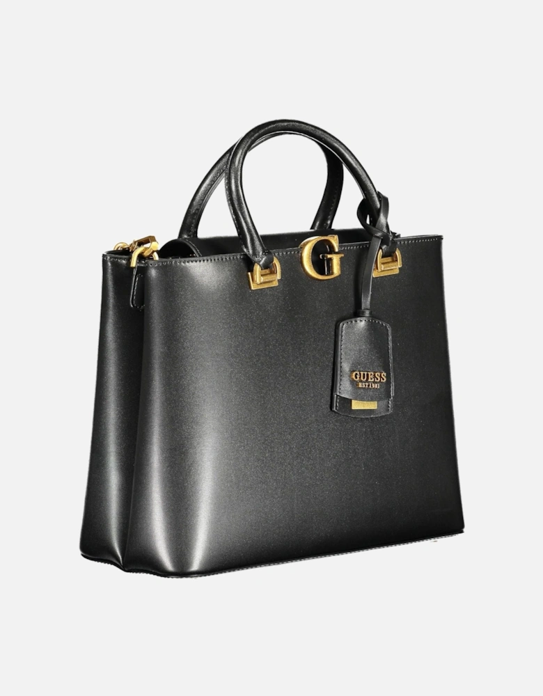 Versatile Black Tote Bag with Removable Chain Strap and Ample