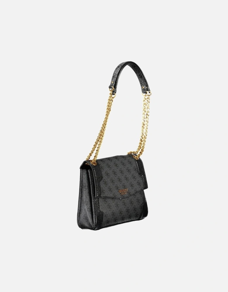 Chain Shoulder Bag with Multiple Compartments and Internal Pocket