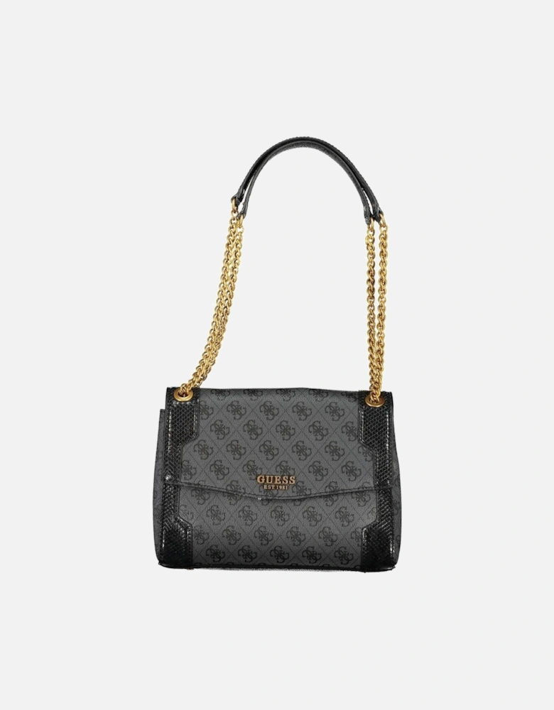 Chain Shoulder Bag with Multiple Compartments and Internal Pocket