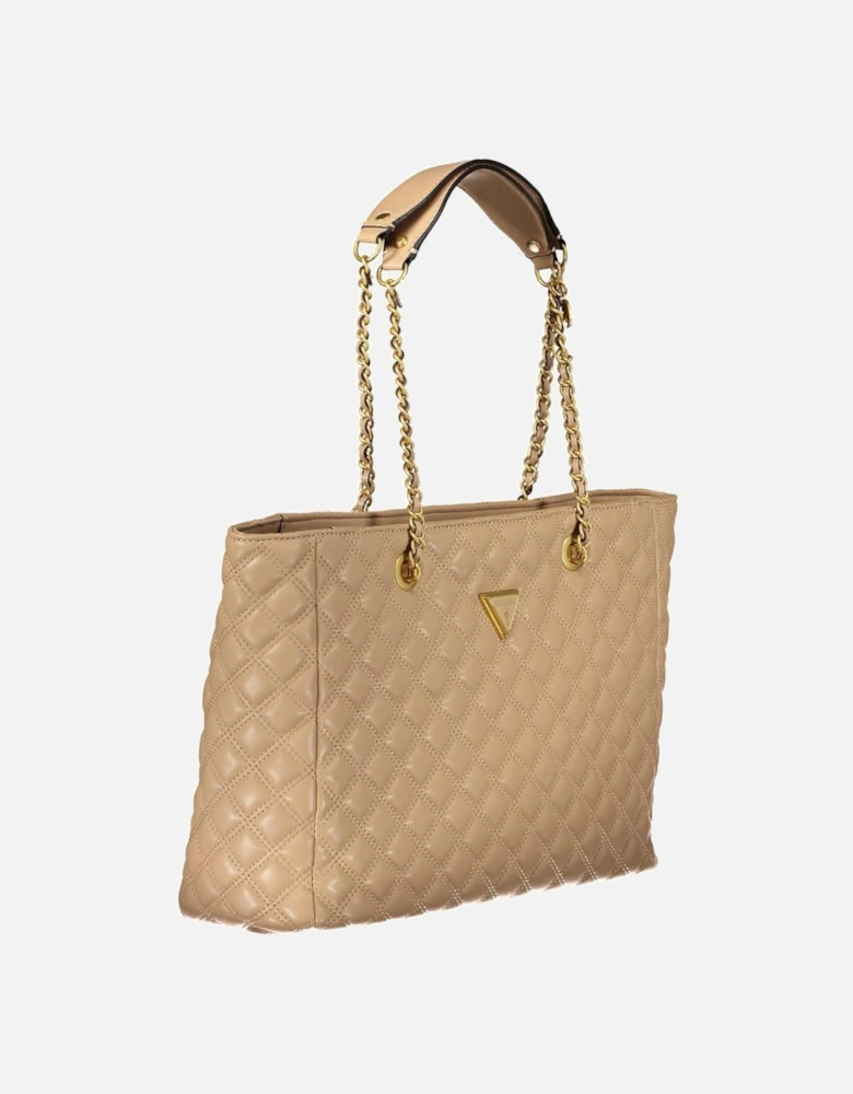 Contrasting Shoulder Bag with Multiple Pockets and Zip Closure. Women
