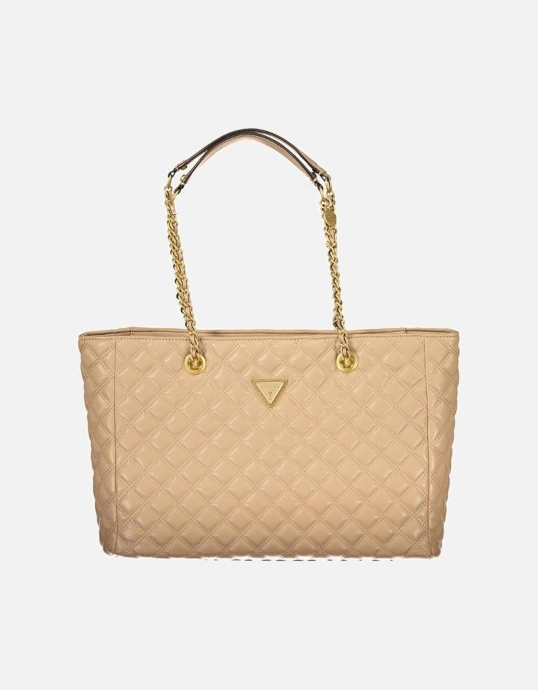 Contrasting Shoulder Bag with Multiple Pockets and Zip Closure. Women