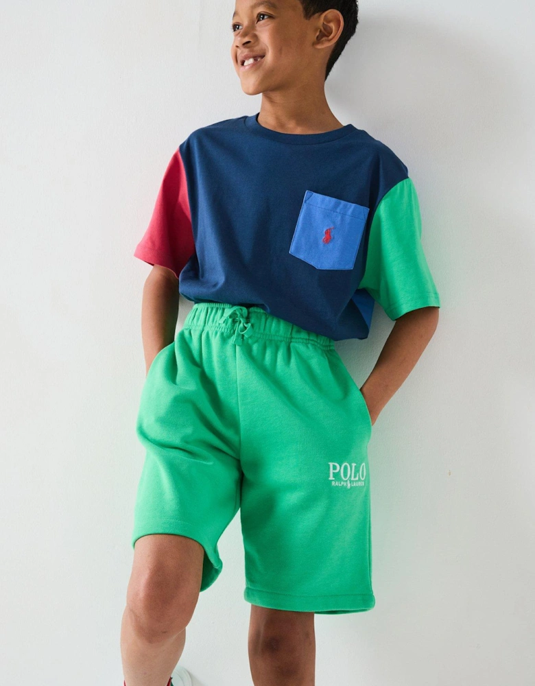 Boys Colour Block Short Sleeve T-shirt - Navy