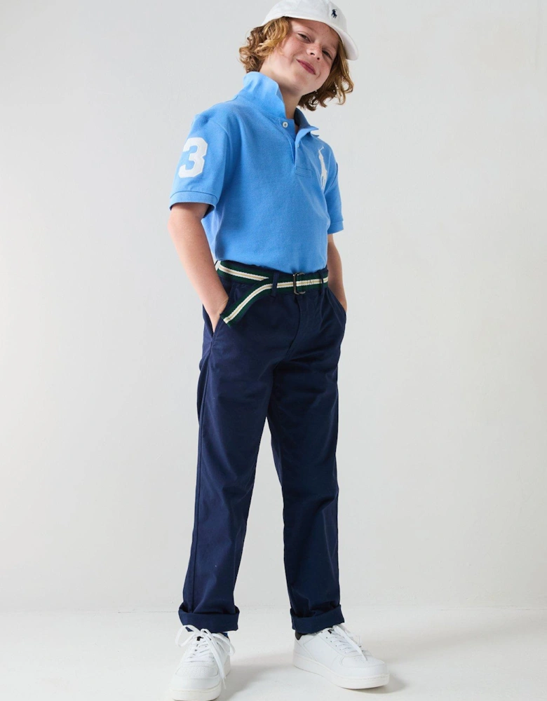 Boys Large Pony Short Sleeve Polo Shirt - Blue