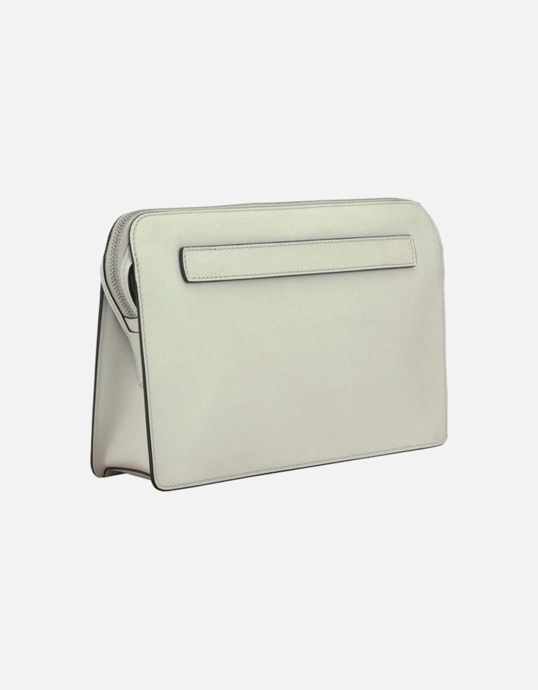 Leather Pouch Bag with Zippered Closure Women - White Handbags