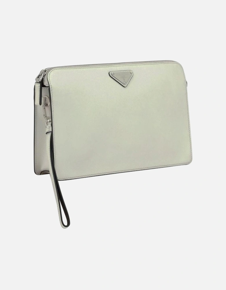 Leather Pouch Bag with Zippered Closure Women - White Handbags
