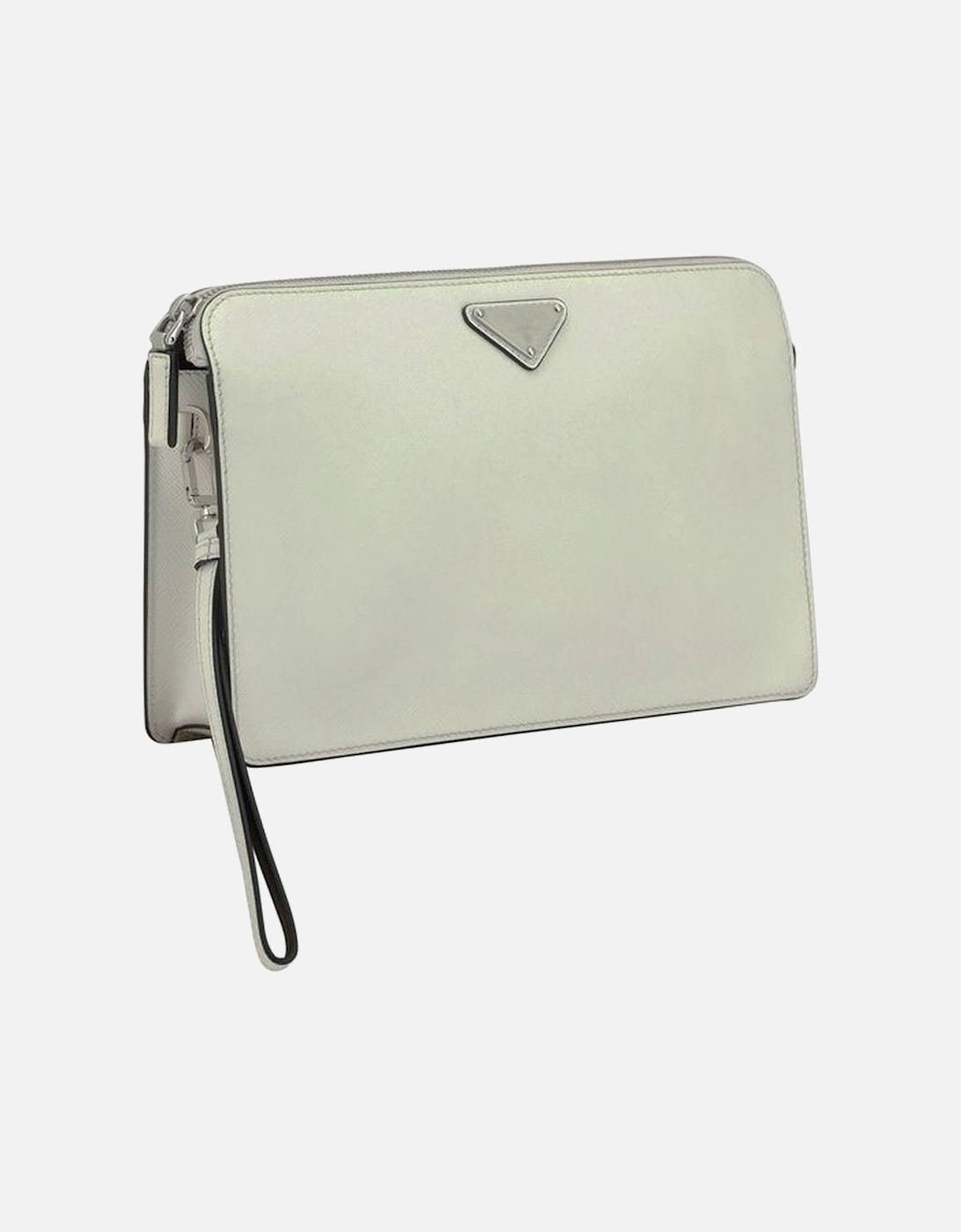 Leather Pouch Bag with Zippered Closure Women - White Handbags