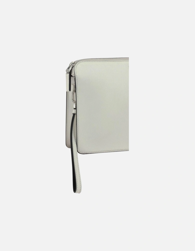 Leather Pouch Bag with Zippered Closure Women - White Handbags